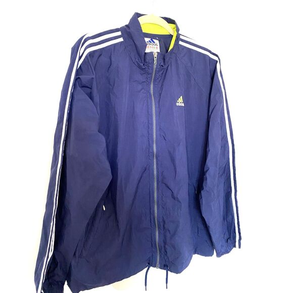 VTG Adidas Blue Lightweight Windbreaker Full Zip Jacket Retro Sporty Layer Sz XL - Picture 10 of 10